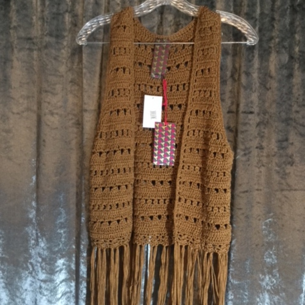 Crocheted Vest Camel Wallpapher Hippie Fringe Nord